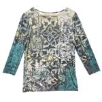 Coldwater Creek Y2K Crinkle Abstract Top Made in USA Stretchy Artsy Blouse Med Photo 1