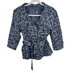 Sandro  Black Gray Collared Belted Soft Shell Trendy Dressy Button Up Jacket Sz S Photo 0