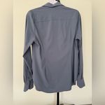 Lysse  Schiffer Button Down Blouse Raw Hem Blouse M‎ in Blue Grey Business Casual Photo 4