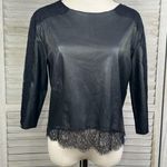 SEARCH FOR SANITY Faux Leather & Lace 3/4 Sleeve Top Black Photo 0