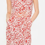 Margo Orange White Floral Short Cap Sleeve Dress Jersey Knit Pockets Size 8 Photo 0