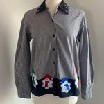 LEMON GRASS Holiday Button Down Shirt Womens Sz Small Gingham Snowmen Novelty Black Photo 0