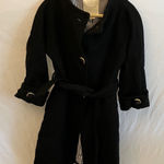 Kate Spade : Black Winter Wool (95%) Trench Coat- Gold Tone Accents Photo 0