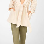 Fabletics  Lexie Hooded Robe Women's Tapioca Ivory Cozy Fleece Lined Photo 0