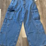Old Navy New! Women’s high rise baggy wide leg Blue Cargo Jeans size 10 Photo 0