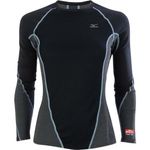 Mizuno Breath Thermo Base Layer Crew Neck Colorblock Black Alaskan Blue Large Photo 0