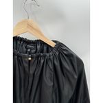 Who What Wear Faux Leather Black Balloon Sleeve Top Women's Size X-Small XS Photo 4