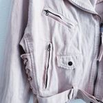 Free People  Oversized Rose Moto Denim Jacket Photo 5