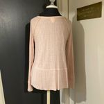 💜 Mossimo Ribbed Fleece Top Baby Pink w Henley Snap Buttons and Ruffle Peplum Size XS Photo 2
