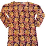 Loft Ann Taylor  Purple Paisley Long Sleeve Shift Dress Medium Fall Warm Colors Photo 1