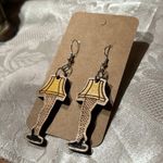 Handmade NWT The Christmas Story Painted Lamp Leg Holiday Wooden Earrings Photo 1