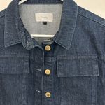 Triarchy  Phoebe Short Sleeve Denim Cropped Jacket in Dark Blue Denim Size Small Photo 2