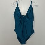 Shade & Shore  One Piece Plunge Tie Front Swimsuit Women’s L Large 12-14 Teal Photo 2