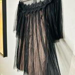 Nha Khanh Black Tulle Shift Lulu High Neckline Lace Collar Zipper Dress size 6 Photo 8