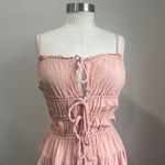 Sim & Sam  Pink Milkmaid Maxi Dress Linen Blend Cottagecore Size XS Photo 3