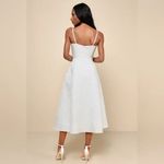 Lulus Meet Me For Tea White Jacquard Bustier Midi Dress Size S Photo 5