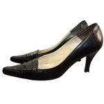 BCBGMAXAZRIA Vintage BCBG Maxazria Leather Pumps Sz 8.5B Black Made in Italy pointed Toe Chic Photo 0