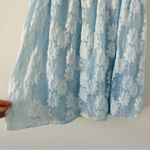 Topshop  Baby Blue Floral Embossed Puff Sleeve Babydoll Mini Dress 8 Photo 3