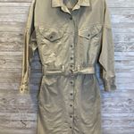 Vintage Together Clothing Co Womens 10M Dress 1980s Cotton Safari Khaki Belt Tan Size 10 Photo 0