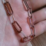 Red Austrian Crystal Paperclip Ion Plated Rose Gold Stainless Steel Necklace Photo 6