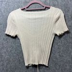 Arizona Jeans Arizona Jean Co Ribbed Knit Top‎ Ruched Drawstring Front Lettuce Edge Size L Photo 5