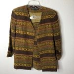 Kasper 100% Silk Skirt Suit Earth Toned Tribal Stripe Womens Size 6 Photo 5