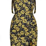 Pretty Little Thing yellow floral print tie-sleeve split midaxi dress Photo 6