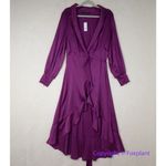White House | Black Market New!  Long Sleeve Satin Ruffle Wrap‎ Dress, size 6 Photo 4