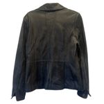 Y2K Classic 90s Minimalist Black Soft Genuine Leather Fitted Blazer Large Photo 3