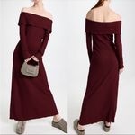 Simon Miller Rib Espen Ribbed Off Shoulder Maxi Dress: Burnt Burgundy Size L Photo 1