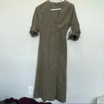 Lulu's pull me close olive green long sleeve maxi dress faux suede butto… Photo 1