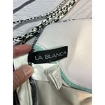 La Blanca  Size 8 One Piece Swimsuit Black White Boho Geometric Halter Back Photo 6