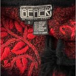 BEREK Vintage Button Down Faux Fur Trim Red Beaded Sweater Size S Photo 8