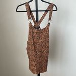 Forever 21 Brown Black Denim Leopard Print Overall Dress Size Medium Photo 2