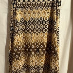 Cato  Womens Maxi Skirt Sz Large High-Low‎ Hem Geometric Brown Tan Stretch Earthy Photo 0