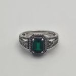 Renaissance Jewelry Lab Created Emerald & White Sapphire Sterling Silver Ring Green Photo 5