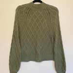 American Eagle Cable Knit Long Sleeve Cropped Sweater, Green, Size S, EUC Photo 1
