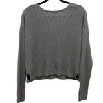 Wild Fable Gray V-Neck Ribbed Long Sleeve Cropped Sweater Photo 1