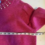 CeCe  Women’s Size Large Bright Pink Long Sleeve Pearl Embellished Sweater Barbie Photo 8