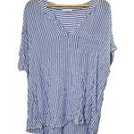 BeachLunchLounge  Blue & White Stripe V-Neck Lightweight Top Women's XL Photo 0