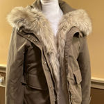 ZARA  women’s down jacket size medium fur trim hood Photo 0