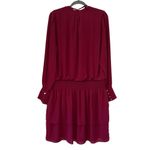 NWT, White House Black Market Tie Neck Blouson Dress in Red Plum, Sz XL Photo 4
