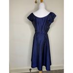 Vintage Navy Blue ? Taffeta 50s 60s Dress Handmade Ruched Bodice Size XS Photo 1