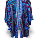 Earthbound  TRADING CO Open Front Kimono Boho Blue Top Butterfly Sleeves Sz XL Photo 0