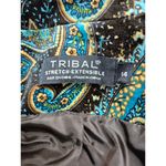 Tribal Brand Stretch Velvet Paisley Boho Jacket Blazer NWOT 14 Brown/Turquoise Brown Photo 2