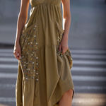 Anthropologie Anthro Daily Practice Top Tier Utility Sweetheart Midi Dress. Size M. MSRP $138 Photo 0