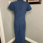 Vintage Denim Shirt Dress 10 Collared Short Sleeve Snap Button Front Cotton 90s Blue Photo 4