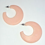 Vintage Retro Light Pale Pink Marbled Boho Hoop Pierced Earrings Photo 1