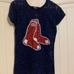 Boston Red Sox Short Sleeve T Shirt Dark Blue Womens Medium Majestic Burnout Photo 0
