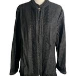 International concepts INC Denim Jacket XL Black Crochet Lace Hook Eye Closures Photo 0
